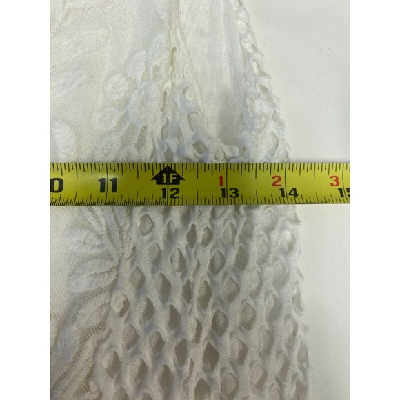Le Marais Women's M White Sleeveless Ruffled Lace Mesh Italy Dress Crochet D20 - Picture 5 of 6